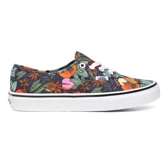 Vans Authentic Multi Tropic & True White Skate Shoe Navy Floral tropical - Picture 2 of 11